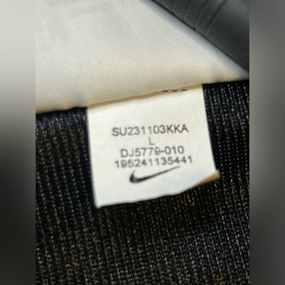 NIKE Football Jersey Boy's L Meshed ‎ Solid Black White Swoosh - Picture 5 of 7